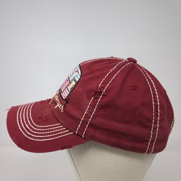 Happy Camper Baseball Cap Red One Size Adjustable Distressed KB ETHOS Vintage - Picture 3 of 9